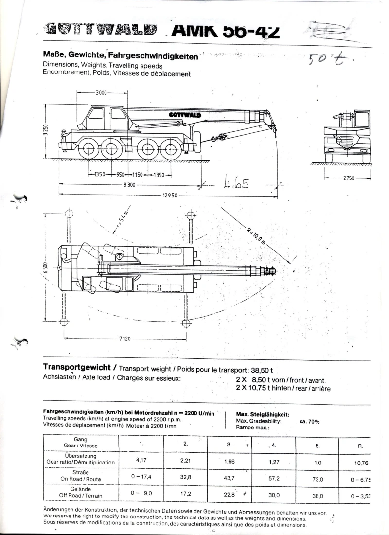 Автокран Друга марка Gottwald АМК 56-42, снимка 6 - Индустриална техника - 49271648