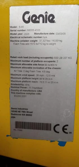 Автовишка Друга марка Genie S-85 4х4   28метра. , снимка 10