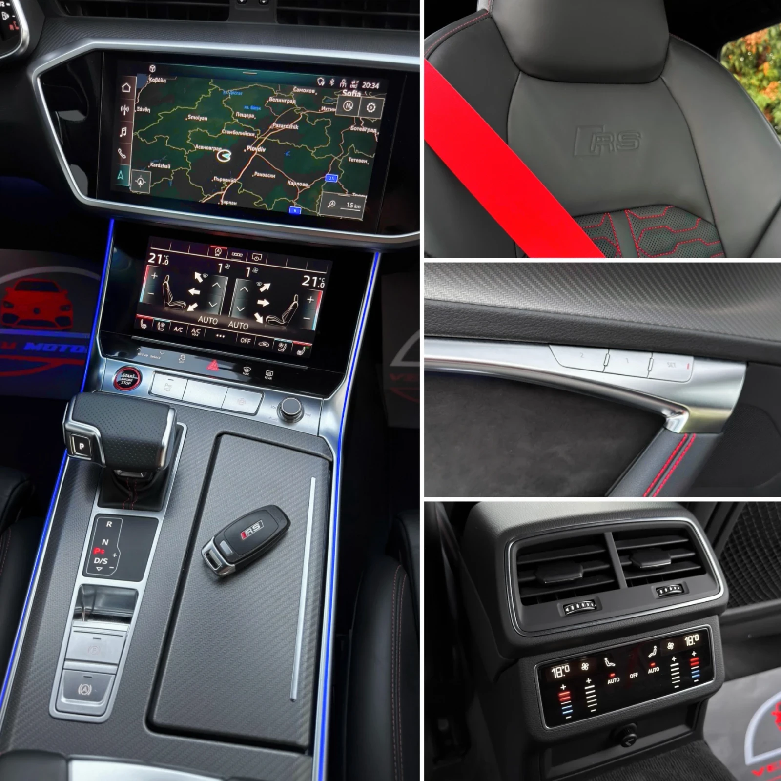 Audi Rs6 4.0 TFSI V8/ RED MATTE/ CERAMICA/ 22 zoll/ CAMERA, снимка 11 - Автомобили и джипове - 55550495