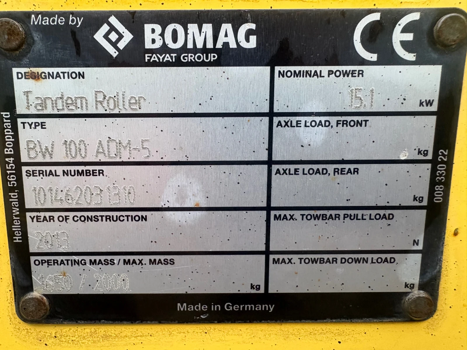 Валяк BOMAG BW 100 ADM-5, снимка 10 - Индустриална техника - 56436424