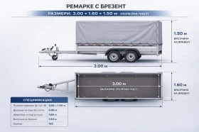 За автомобил Agados Двуосно ремарке REPO 300x160x150 с брезент, снимка 2