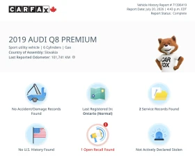 Audi Q8 55 TFSI CARFAX НАЛИЧЕН | 2019 | 116 910 км, снимка 14