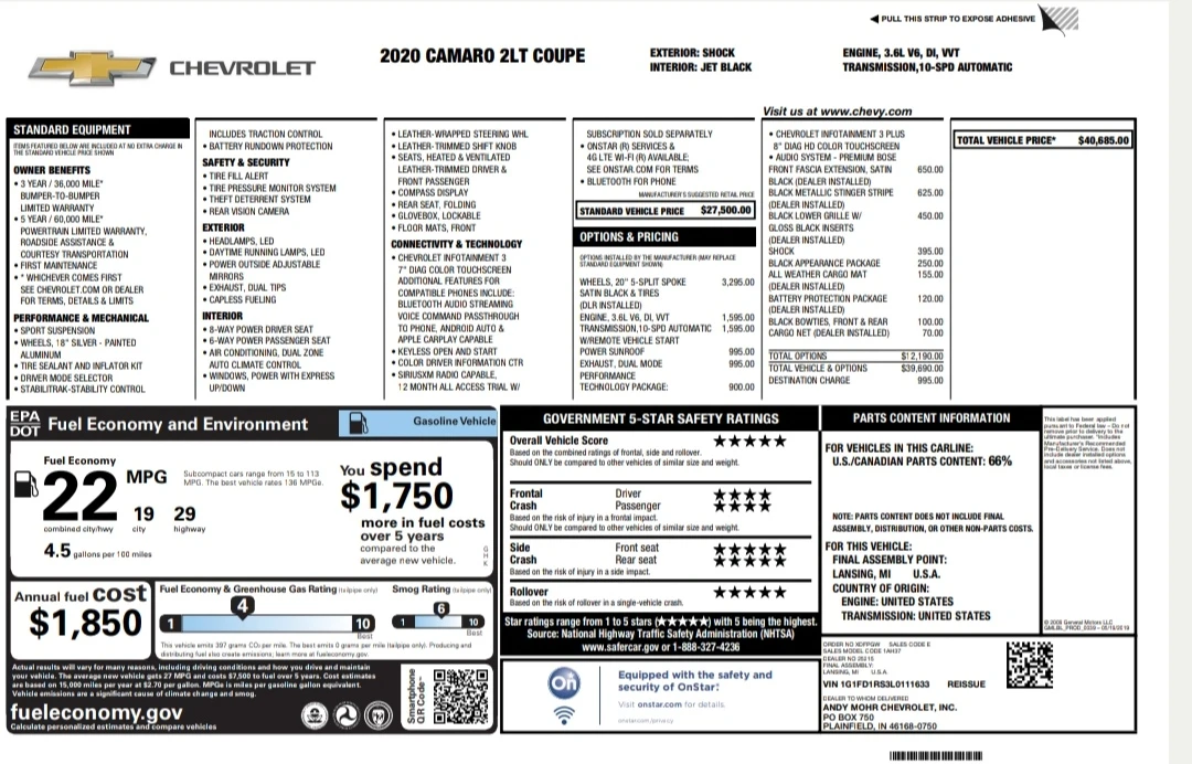 Chevrolet Camaro 3.6l, Shock edition, 2LT | Mobile.bg   17
