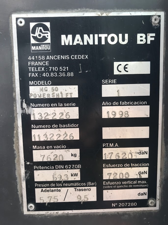 Мотокар Manitou MC50 5000кг, снимка 16 - Индустриална техника - 45132429