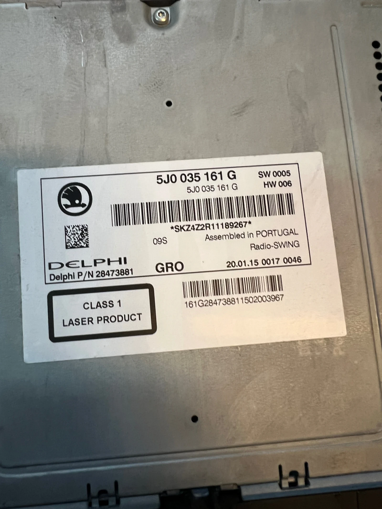 5J0035161G CD  Skoda roomster 2015  5J0 035 161 G  | Mobile.bg   1