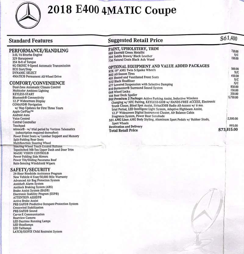 Mercedes-Benz E 400 4MATIC Coupe AMG LINE, снимка 17 - Автомобили и джипове - 52568252