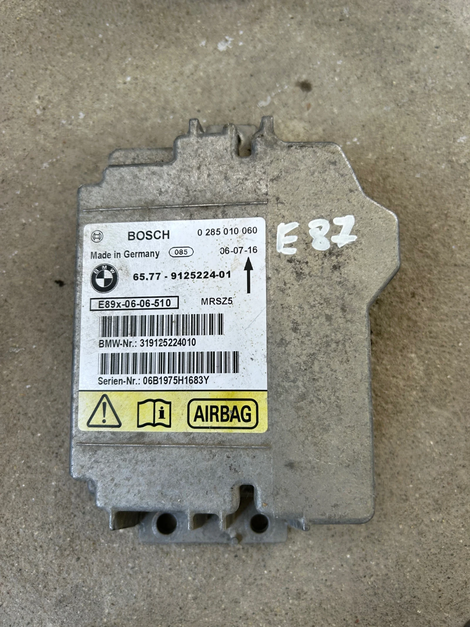 0285010060 AIRBAG модул BMW E87  65.77-9125224-01