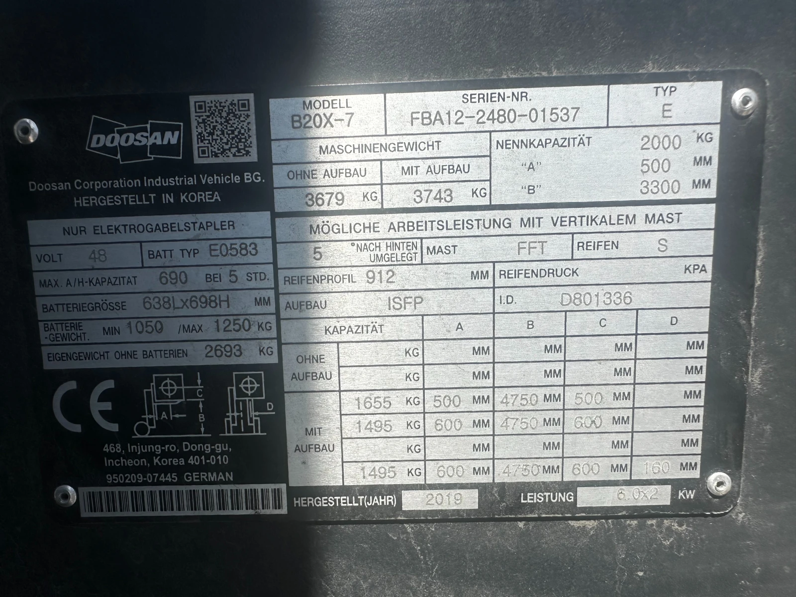 Електрокар DOOSAN 48V/690Ah, снимка 17 - Индустриална техника - 54868459