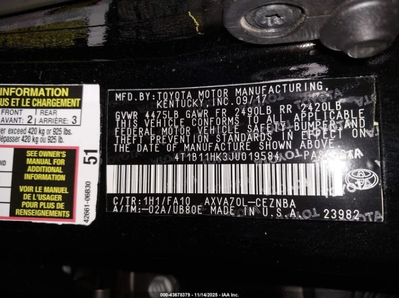 Toyota Camry 2.5l Le, снимка 8 - Автомобили и джипове - 53467573