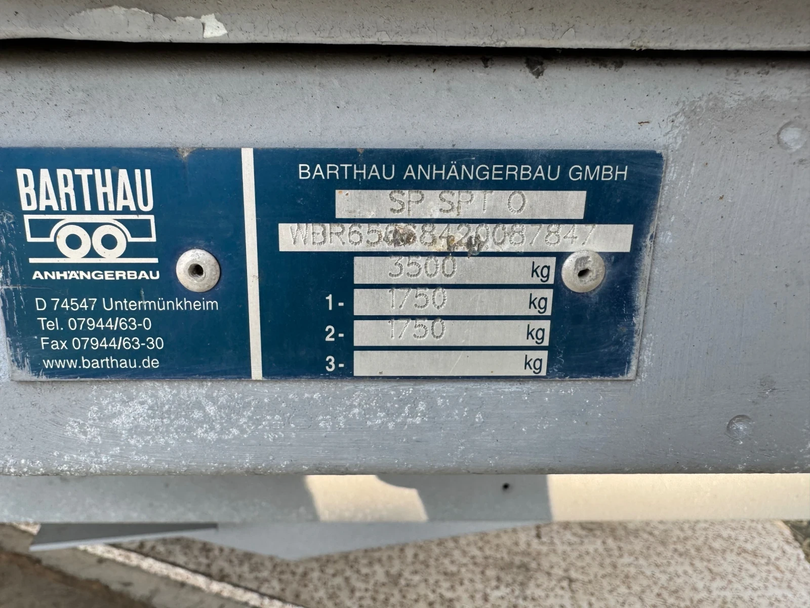 За автомобил Други Barthau SP SPT, снимка 7 - Ремаркета - 53756721