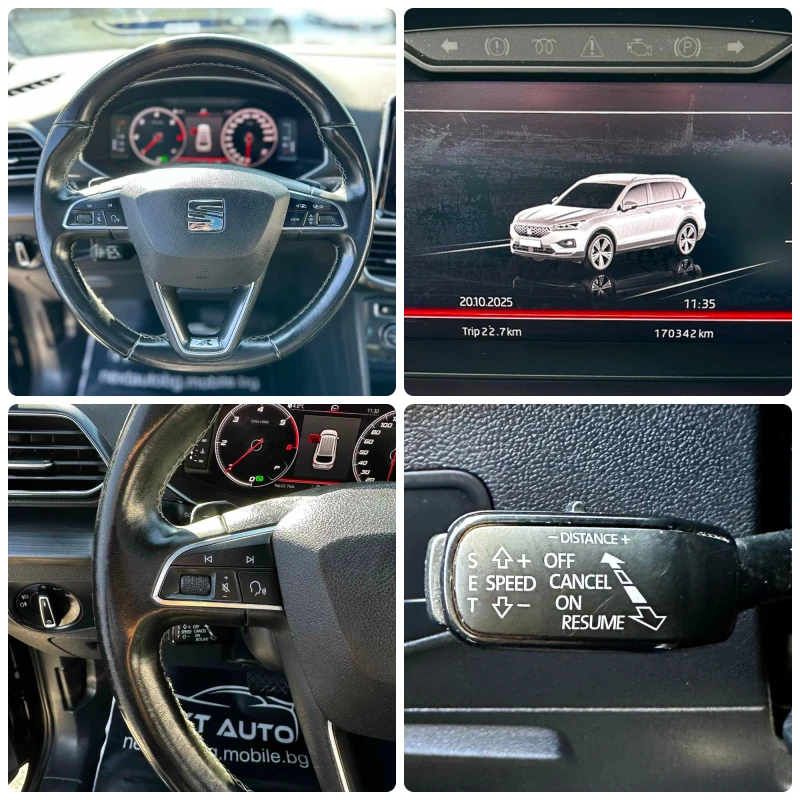 Seat Tarraco 2.0TDI 190HP 6+ 1 4x4 PANO DISTRONIC BLIND SPOT, снимка 13 - Автомобили и джипове - 53161069