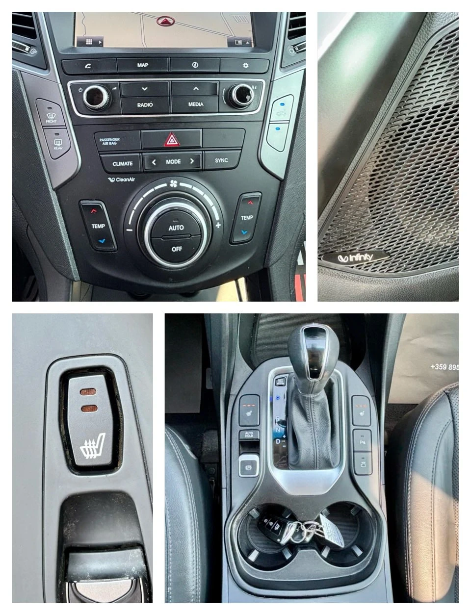 Hyundai Santa fe 2.2D/4X4/FACE/PODGREV/MAXX FULL, снимка 7 - Автомобили и джипове - 53750504