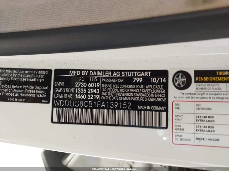 Mercedes-Benz S 550 4.7L V-8 DI, DOHC, VVT, TURBO, 449HP Rear Wheel, снимка 14 - Автомобили и джипове - 53166926