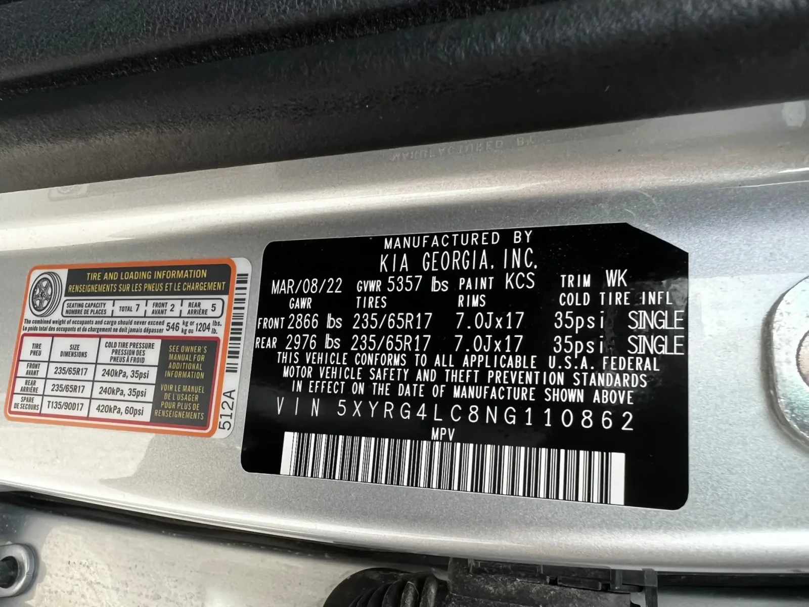 Kia Sorento 2022 - 71 000 км 2.5 GDI / LX / 7 места, снимка 12 - Автомобили и джипове - 55677223