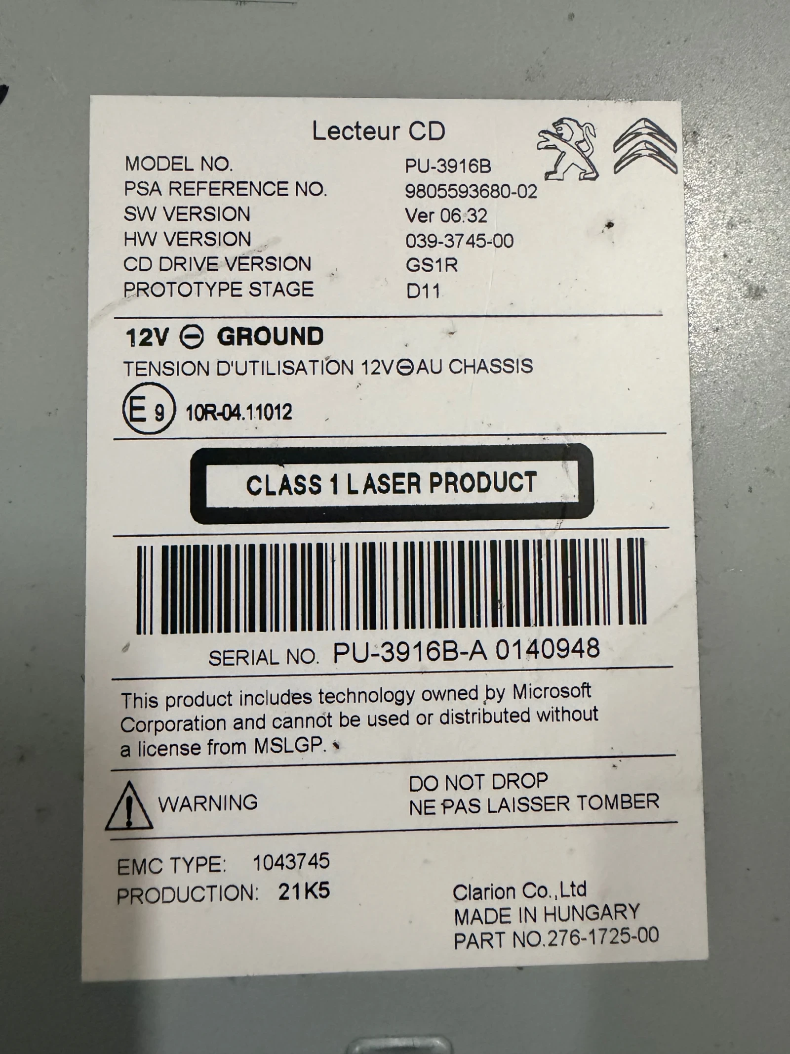 9805593680-02 CD  NAVI  CITROEN DS4 PU-3916B | Mobile.bg   2