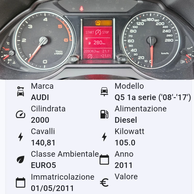 Audi Q5 2.0TDI/143k.c/6ck/ACC/LED/КСЕНОН/БЛУТУТ/EURO5A/ТОП, снимка 12 - Автомобили и джипове - 49438707