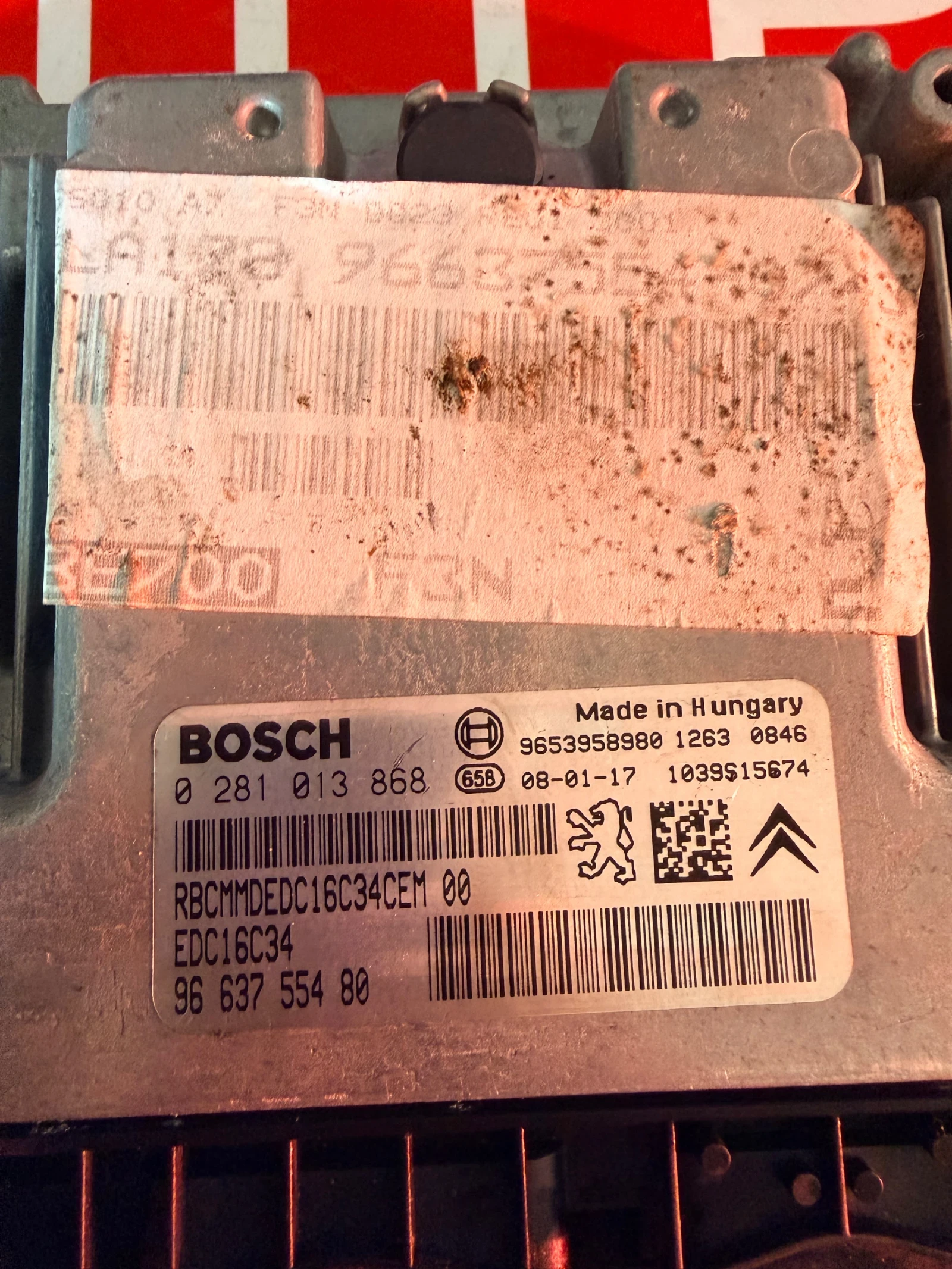 0281013868 96 637 554 80   9663755480  Компютър двигател за PEUGEOT 207  EDC16C34  0 281 013 868, снимка 2 - Части - 53785999