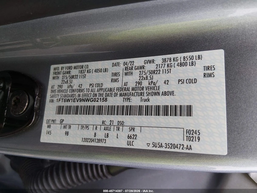 Ford F150 F-150 Lightning Platinum, снимка 9 - Автомобили и джипове - 55505942