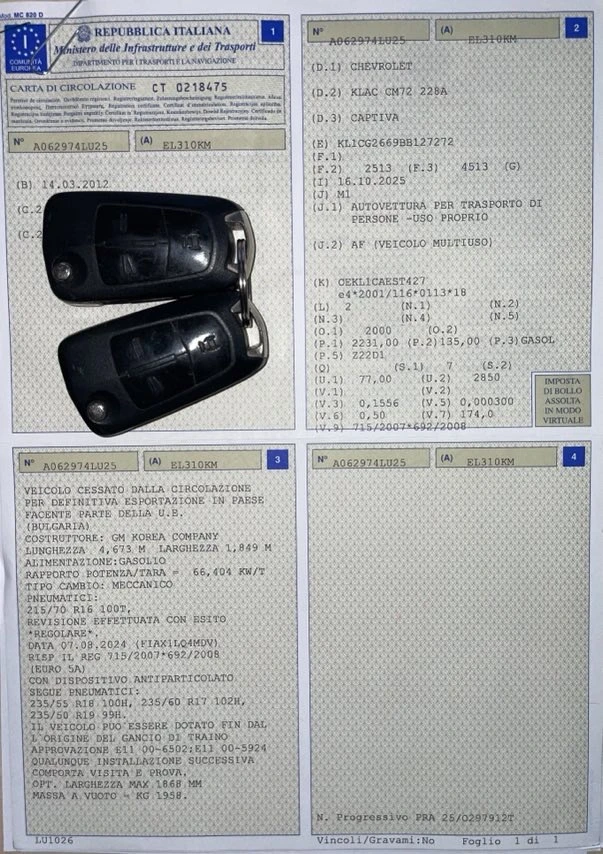 Chevrolet Captiva II Facelift 2.2D(184к)4x4 7места EURO 5A ITALY, снимка 17 - Автомобили и джипове - 52635283