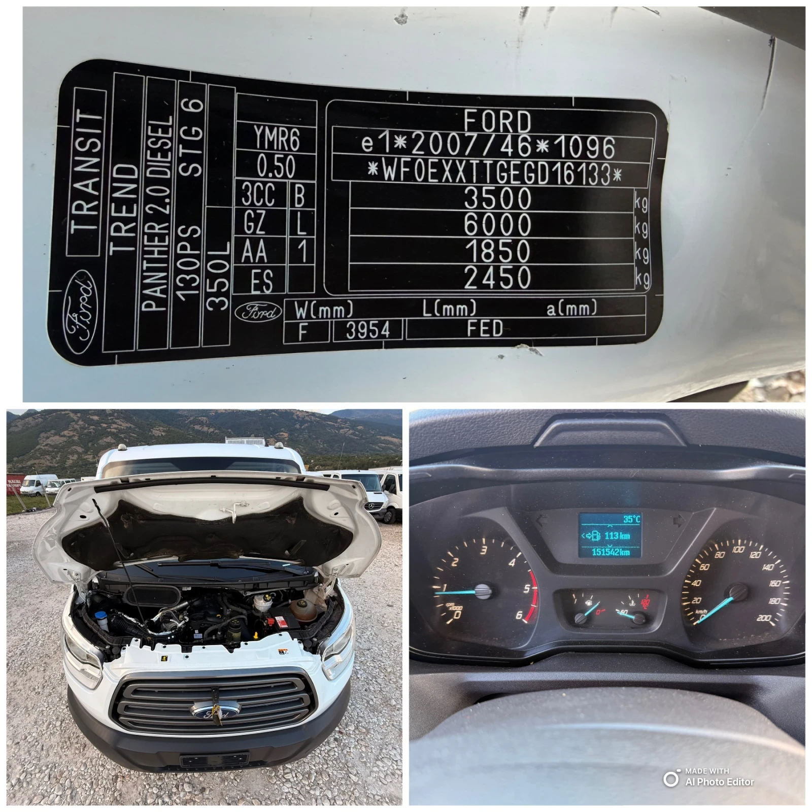 Ford Transit Самосвал-Евро6-КЛИМАТИК-7местен-3.5т-Б-кат!!, снимка 17 - Бусове и автобуси - 55342519