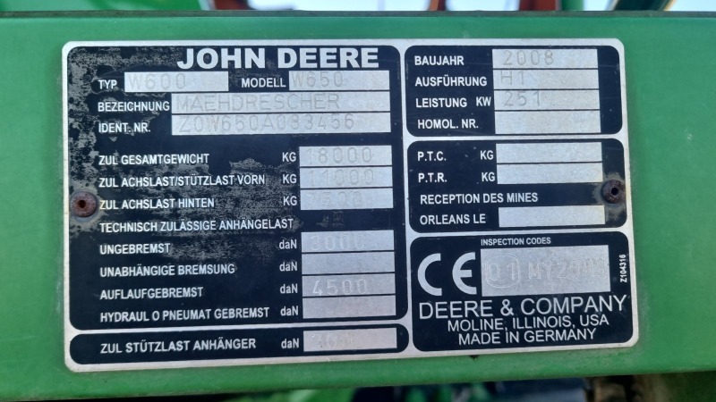 Комбайн John Deere W650, снимка 3 - Селскостопанска техника - 45926684