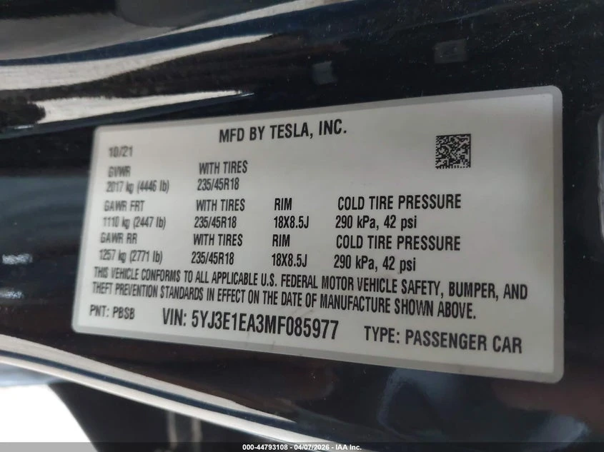Tesla Model 3 Standard Range Plus Rear-Wheel Drive, снимка 9 - Автомобили и джипове - 54455645