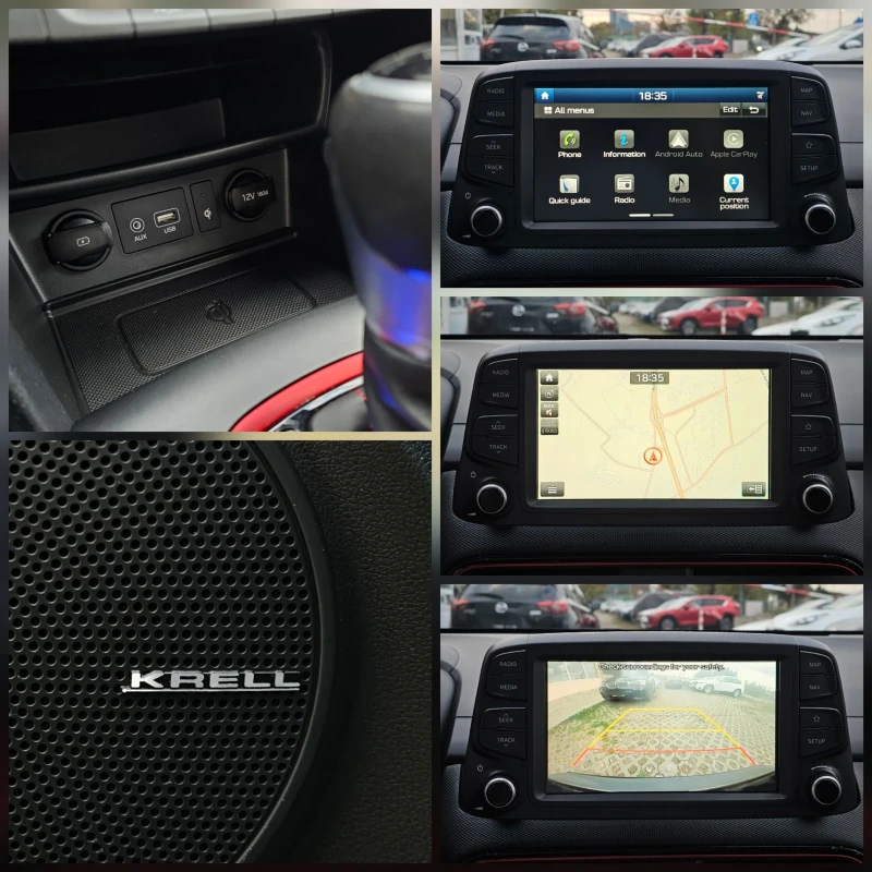 Hyundai Kona 1.6 T-GDI 177к.с. KRELL CarPlay Сервизна книжка, снимка 14 - Автомобили и джипове - 51895452