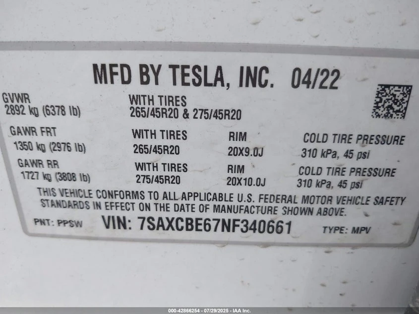 Tesla Model X Plaid Tri Motor All-Wheel Drive, снимка 9 - Автомобили и джипове - 55893618